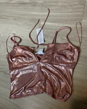 Urban Outfitters Rose Metallic Crop Cami Top thumbnail 1