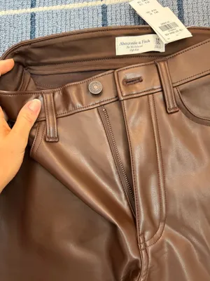 Chocolate Brown Abercrombie Vegan Leather Pants thumbnail 4
