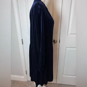 Tommy Hilfiger Navy Velvet Ruffle Mock Neck Long Sleeve Dress Office 12 Formal thumbnail 6