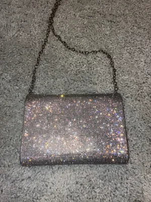 Silver Sparkly Evening Bag Missing Rhinestones and Minor Staining as Pictured thumbnail 4