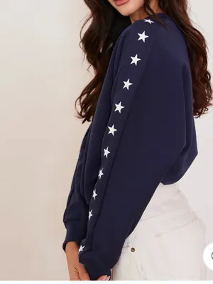 Dudley Stephens French Terry P'Town Pullover Blue with Stars Size XL thumbnail 2