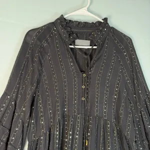 Anthropologie Size-M Womens Quinn Tunic Top Black with Gold‎ Metallic Sequins thumbnail 16