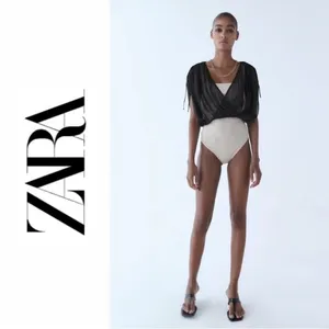 ZARA METALLIC THREAD SHEER CROP TOP in Black Gold, Size XS, NWT thumbnail 2