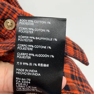 Free People We‎ The Free Womens Large Orange Black Plaid Puff Sleeve Button Down thumbnail 6