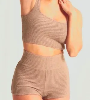 Abercrombie & Fitch Cream Ribbed Shorts (L) thumbnail 1