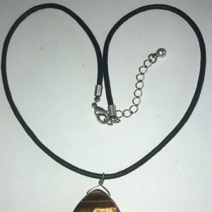 Boho Black Cord & Tigers Eye Stone Boho Pendant Necklace thumbnail 6