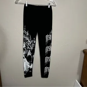 Widow Dolls Kill Black White Feeding Time Goth Cross Zipper Closure Leggings‎ thumbnail 10