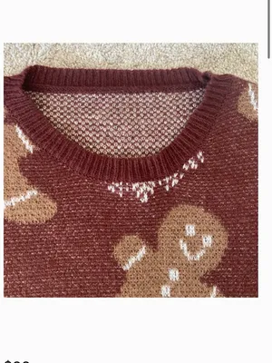 brown tan white gingerbread winter sweater thumbnail 3