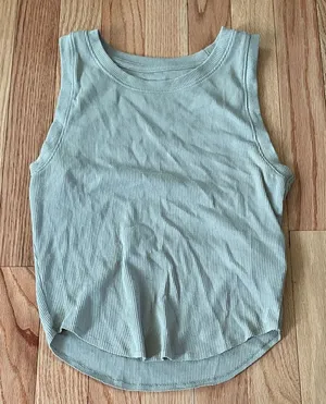 American Eagle Crop Tank Top Womens Small Sage Green Ribbed Sleeveless Casual thumbnail 1