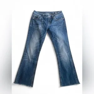 Miss Me JW5307B7 Low Rise Bootcut Jeans Y2K Western Rhinestone Embellished Sz 30 thumbnail 3