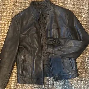 Ritz USA Vintage Brown Leather Moto Jacket Size Medium thumbnail 5