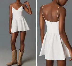 Good American Corset V-Neck Poplin Babydoll Mini Dress/Tunic, Size S thumbnail 2