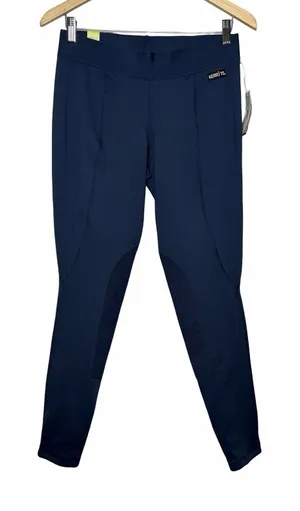 Kerrits Flow Rise Riding Tights Women L Navy Knee Patch Equestrian NWT 50200 thumbnail 1