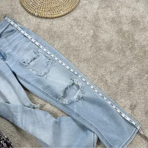 American Eagle Stretch Mom Straight Jeans Distressed Ripped Blue Size 6 Short thumbnail 11