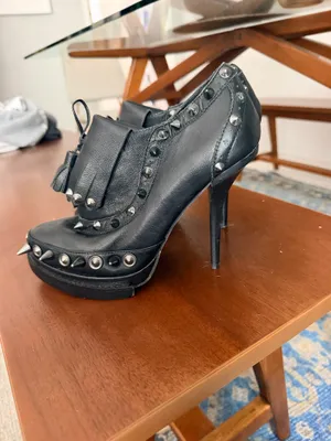 Jeffrey Campbell braveheart black leather studded platform goth metal booties 9 thumbnail 13