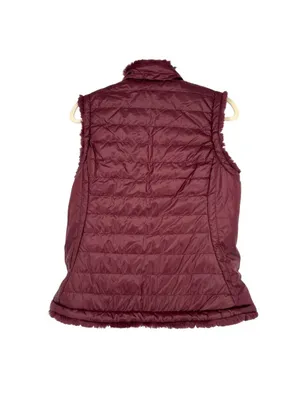 Nicole Miller Reversible Quilted Faux Fur Puffer Vest Wine Burgundy Medium NWT thumbnail 6