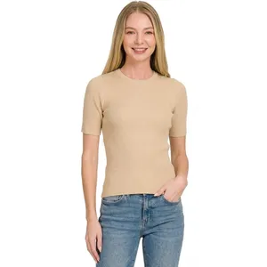 Zenana Viscose Ribbed Round Neck Sweater - Large‎ thumbnail 3