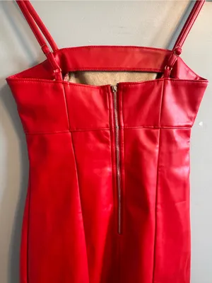Kirious Los Angeles Red Faux Leather Mini Dress Size S Bodycon thumbnail 5