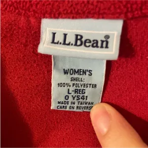 L.L. Bean Red Fleece Quarter‎ Zip Pullover Sweater Women's Size Large thumbnail 2