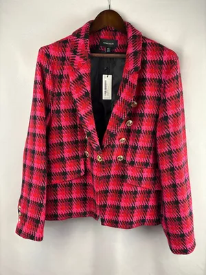Women’s Karen Millen Size 18 Pink Red & Black Blazer thumbnail 1