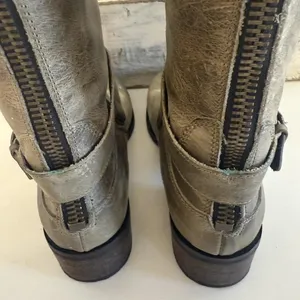 Source Unknown Charles David Boots Womens Size‎ 7.5 Taupe Leather Riding Knee High Made Italy thumbnail 5