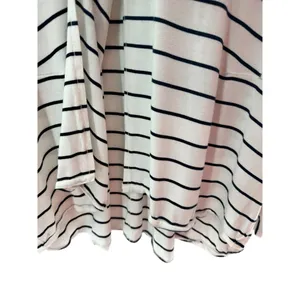 We The Free Pull On Top Jersey Knit White Navy Stripe Spit Front‎ Oversized L thumbnail 3