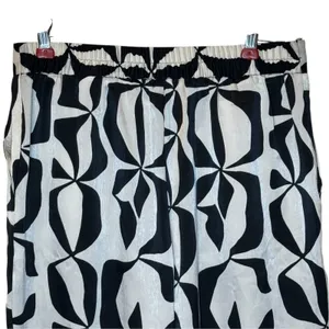 Zara Womens Pants Geometric Wide Leg Trouser White Black Boho Eclectic Small thumbnail 5