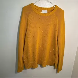 Old Navy Women's Size Large Hi Emotion‎ Pullover Sweater Mustard Yellow Crewneck thumbnail 2