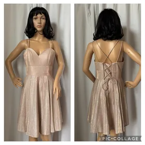 Chic Boutique NY gold glittery cocktail homecoming short dress corset medium thumbnail 2