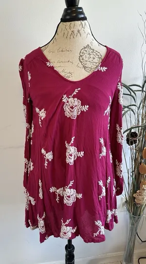 Free People | Austin Emma Embroidered‎ Floral Boho Mini Dress Size XSmall thumbnail 1