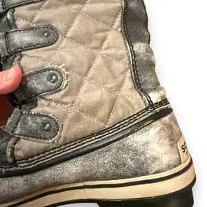 Sorel Tofino Tall Gray Waterproof Lace Up Distressed Faux‎ Fur Snow Boots Sz 7.5 thumbnail 8