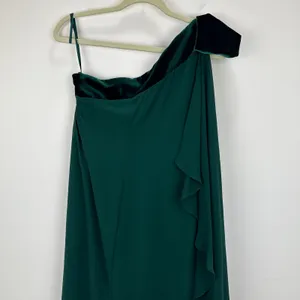 Lauren Ralph Lauren Chiffon One Shoulder Bow Velvet Dress Green Party US 6 NWT thumbnail 11