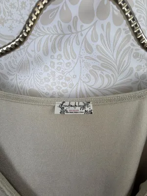 Intimately Free People Beige Slinky Deep V-Neck Fitted Top - Size - Medium thumbnail 6