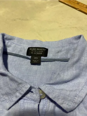 J. Crew Baird Mcnutt Irish Linen Blue Short-Sleeve Button-Front Shirt Dress XS thumbnail 8