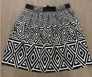 White House Black Market Geometric Print Black/White Skirt, Medium thumbnail 1
