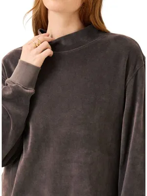 Pact Organic Cotton Pure Velour Cozy Pullover Sweatshirt in Graphite thumbnail 2
