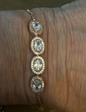 Rose gold cubic zirconia adjustable slide bracelet thumbnail 4