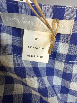 Noonday Collection Blue White Gingham Checked Kimono Robe Size M/L thumbnail 5