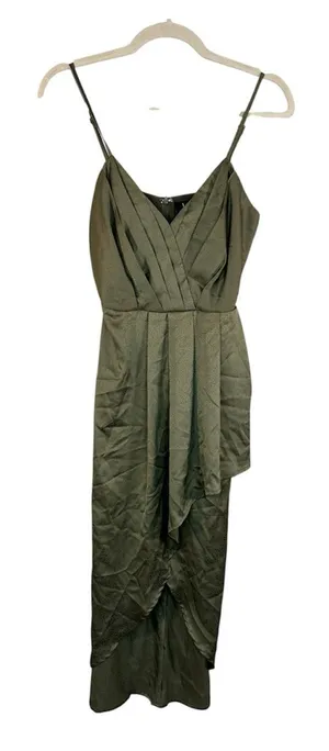 Lulus Green Ruffled Tiered Midi Dress Women S Casual Boho Girly Spaghetti Strap thumbnail 1