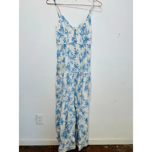 LoveShackFancy Women's White Blue Floral Garnita Floral Tiered Maxi Dress Size 0 thumbnail 7