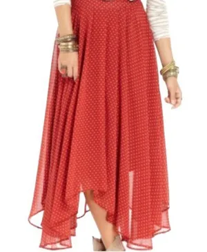 Free People Polka Dot Midi Ruffle Asymmetrical Skirt thumbnail 1