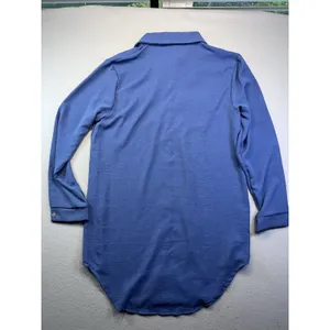 Womens Button-Down Long Sleeve Swim‎ Cover-Up Lightweight Pockets & Blue Medium thumbnail 7