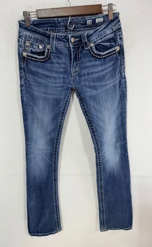 Miss Me Jeans Signature Bootcut Embellished Women's 28 Blue JP7087B Western Boho thumbnail 1