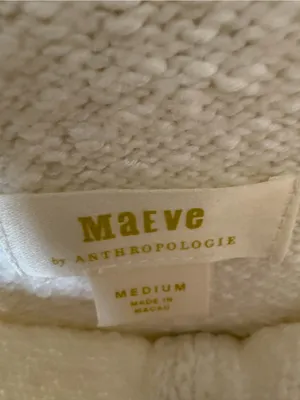 Maeve‎ Anthropologie Lace Collar Off Shoulder Cardigan Sweater Ivory Size Medium thumbnail 6