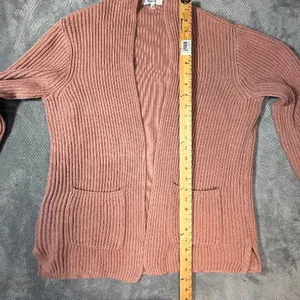 Madewell Dried Petal Pink Nolan Ribbed Open Front Cardigan Medium Cotton Pocket thumbnail 9
