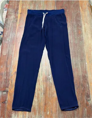 MONROW Navy Blue 100% Rayon Drawstring Loose Straight Leg Lounge Pants Womens XS thumbnail 1