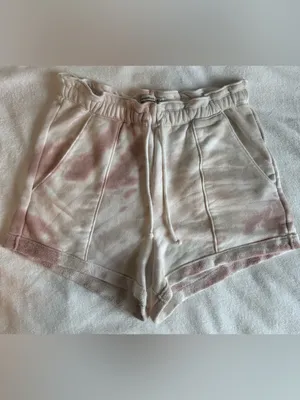 Abercrombie & Fitch Cloud Paperbag Shorts Blush Pink Tie Dye Size XL thumbnail 4
