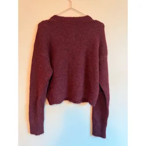 Cotton On Women Cardigan XS Burgundy Wool Blend Fuzzy Knit Button Front Sweater thumbnail 6