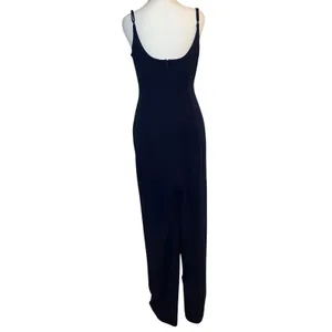 David's Bridal Navy Maxi Dress Spaghetti Strap Side Drape Formal Gown Size‎ 6 thumbnail 3