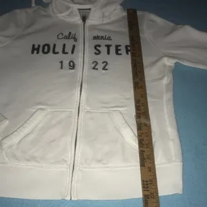 HOLLISTER California 1922 zip up hoodie white with black lettering Y2K size M thumbnail 6